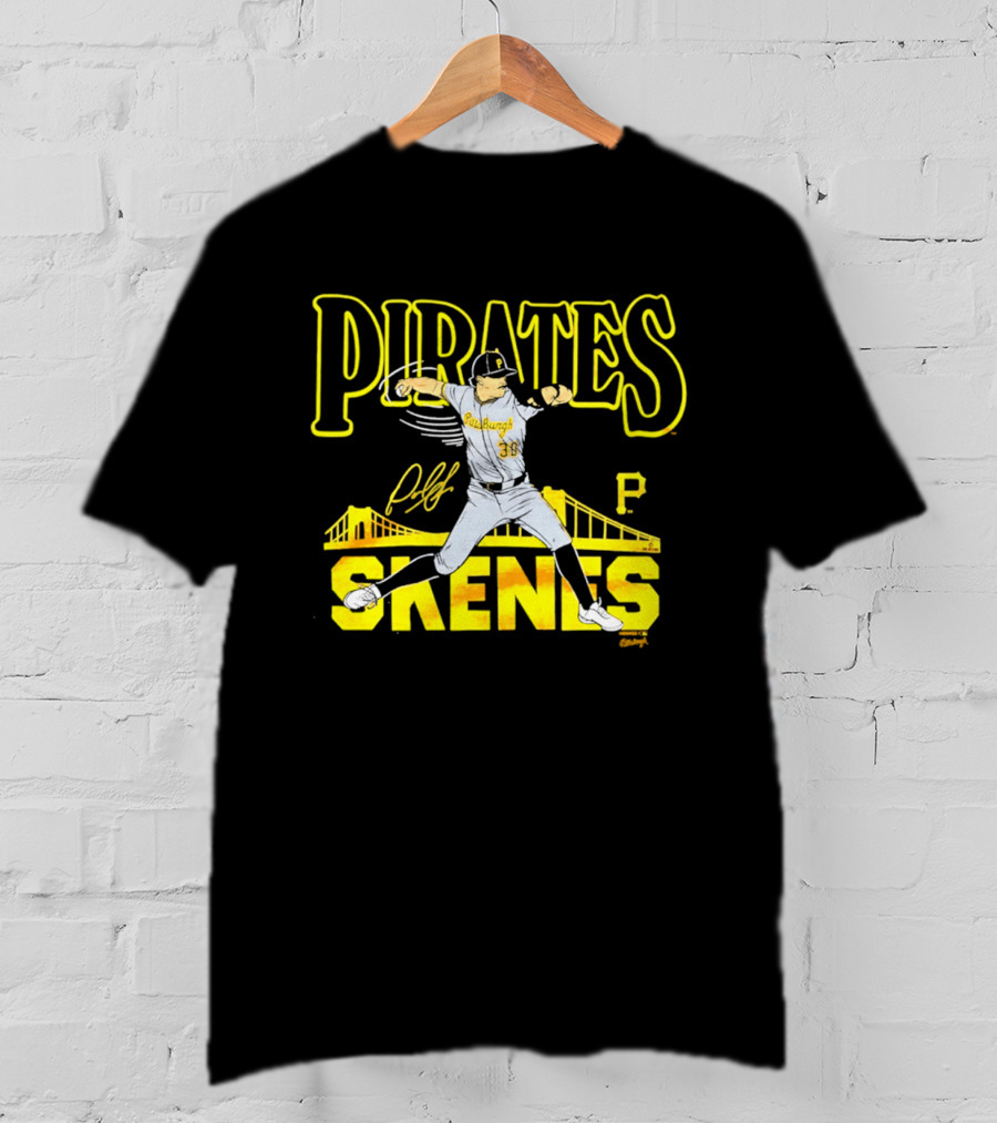 Pittsburgh Pirates Paul Skenes Signature Bridge T-Shirt