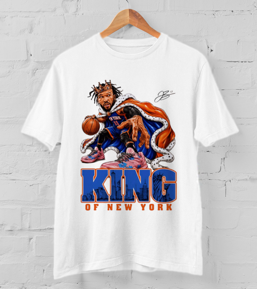 Jalen Brunson King Of New York Knicks Crown Cape T-Shirt