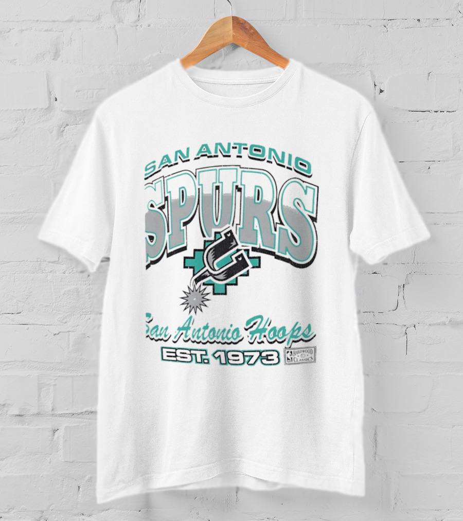 San Antonio Spurs San Antonio Hoops Est 1973 Hardwood Classics NBA Basketball T-Shirt