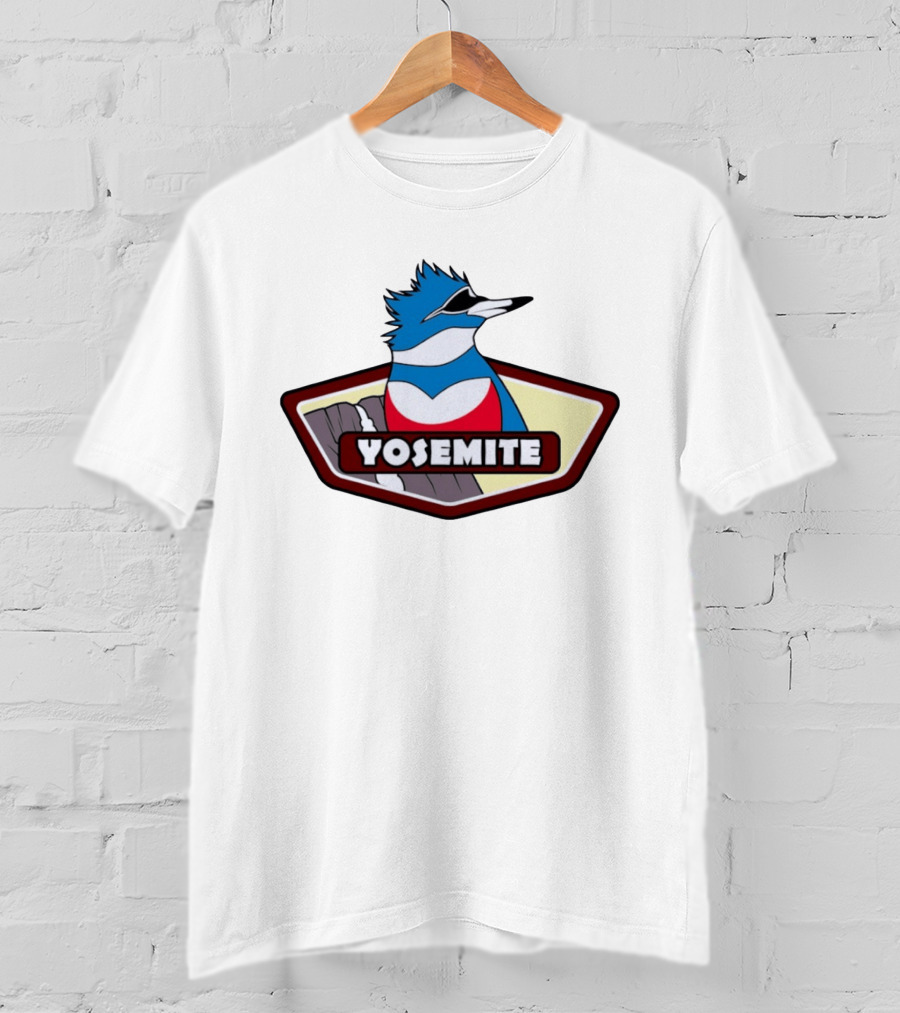 Yosemite Blue Jay With Waterfall Nature Adventure T-Shirt