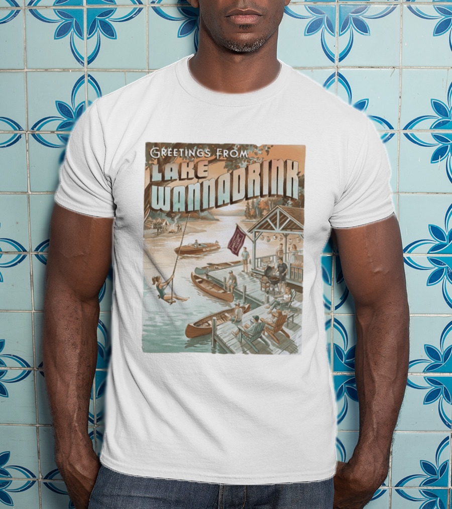Greetings From Lake Wannadrink Goat Island Madison Social Fat Finger T-Shirt