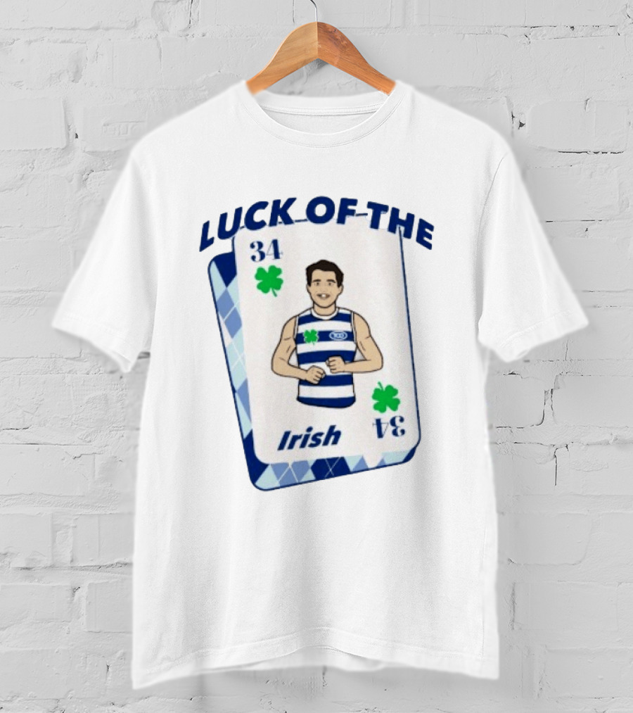 Luck Of The Irish 34 Playing Card Featuring Athletic Character And Shamrocks T-Shirt