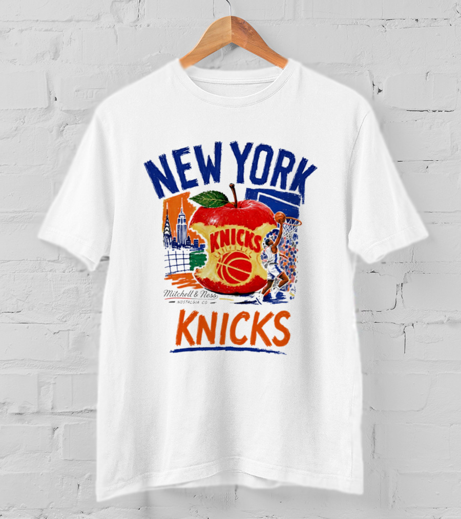 New York Knicks Mitchell & Ness Nostalgia Co Concrete Apple Basketball Scene T-Shirt