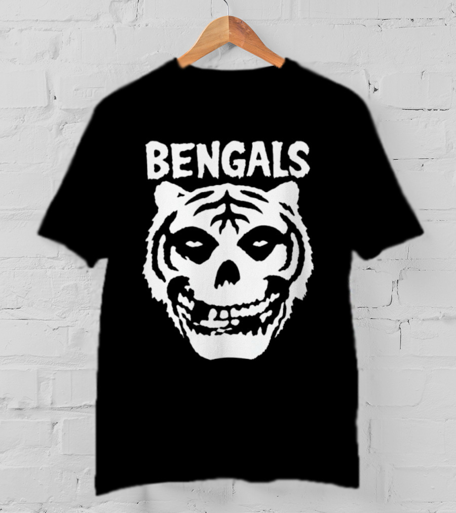 Bengals Skull Tiger Face Fusion T-Shirt
