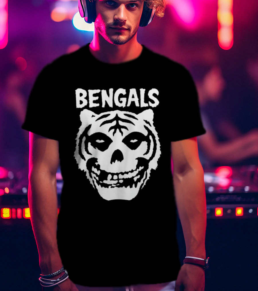 Bengals Skull Tiger Face Fusion T-Shirt