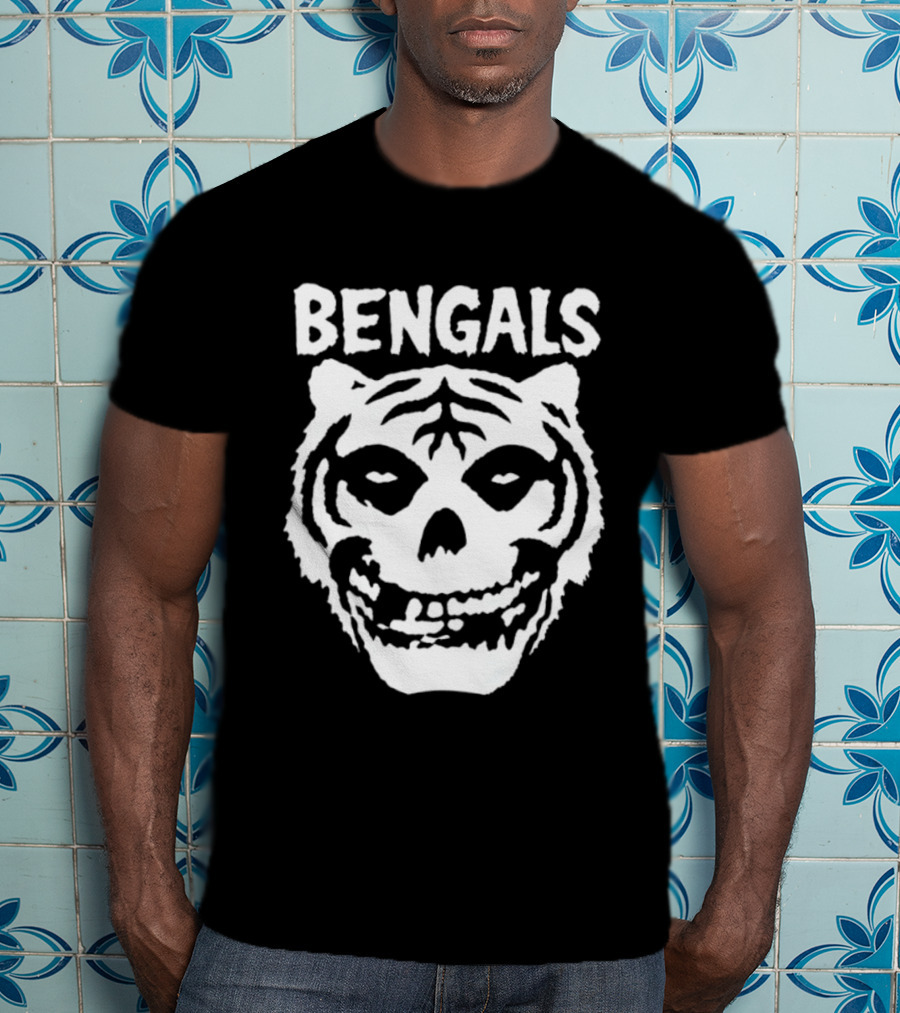 Bengals Skull Tiger Face Fusion T-Shirt
