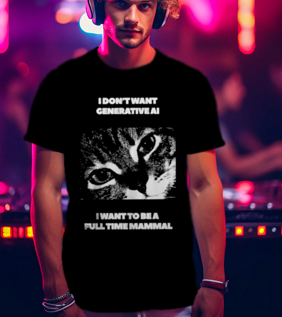 I Don't Want Generative AI I Want To Be A Full Time Mammal Cat Eyes T-Shirt