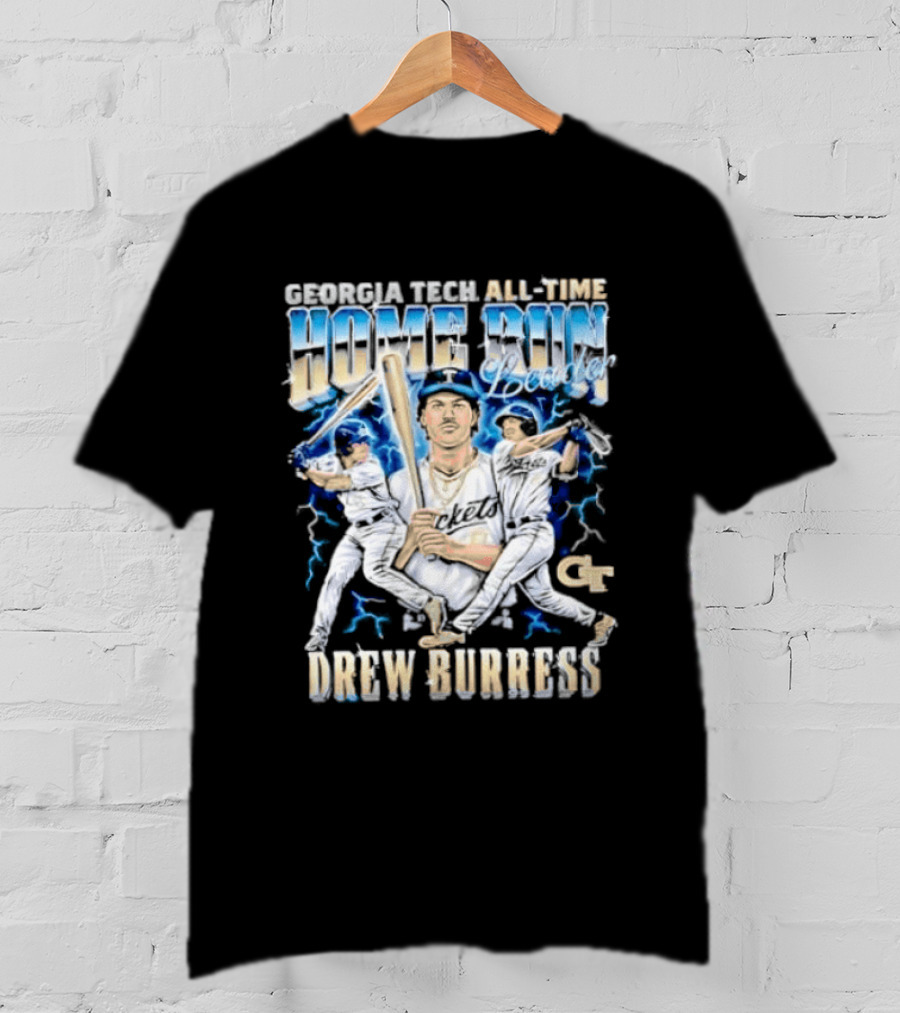 Georgia Tech All Time Home Run Drew Burress GT Baseball Players T-Shirt