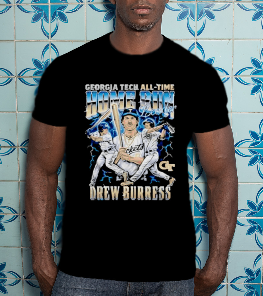 Georgia Tech All Time Home Run Drew Burress GT Baseball Players T-Shirt