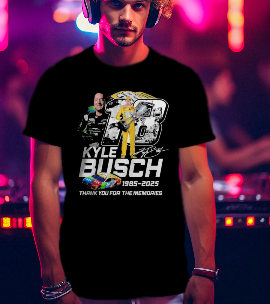 Kyle Busch Racing 1985 2025 Thank You For The Memories 18 Car NASCAR T-Shirt