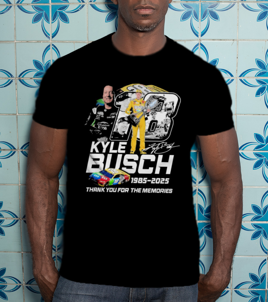 Kyle Busch Racing 1985 2025 Thank You For The Memories 18 Car NASCAR T-Shirt