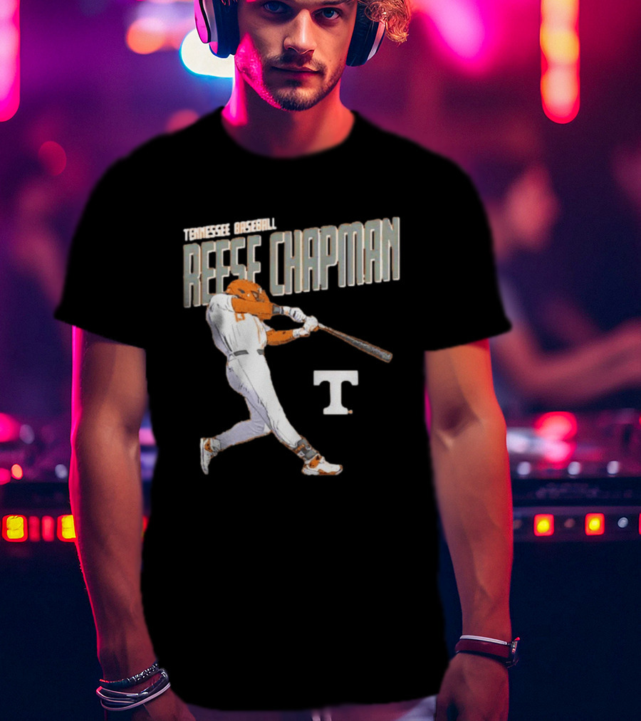 Tennessee Baseball Reese Chapman Swinging Action T-Shirt