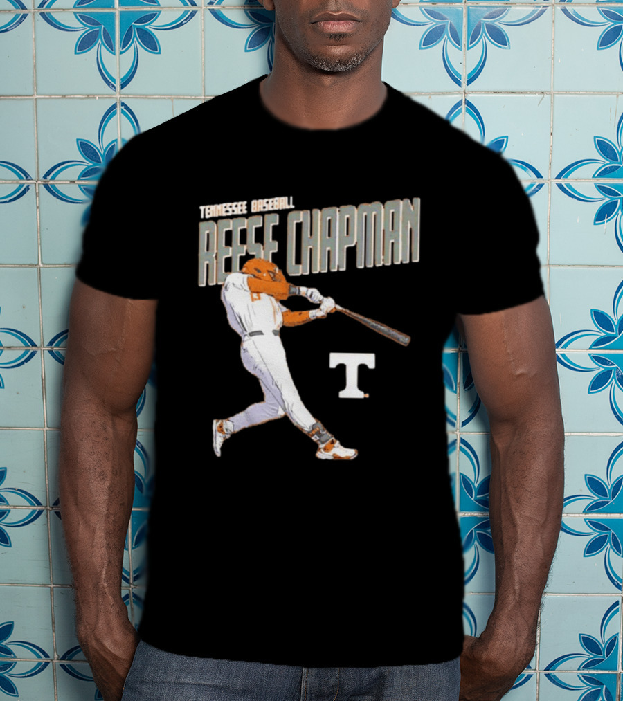 Tennessee Baseball Reese Chapman Swinging Action T-Shirt