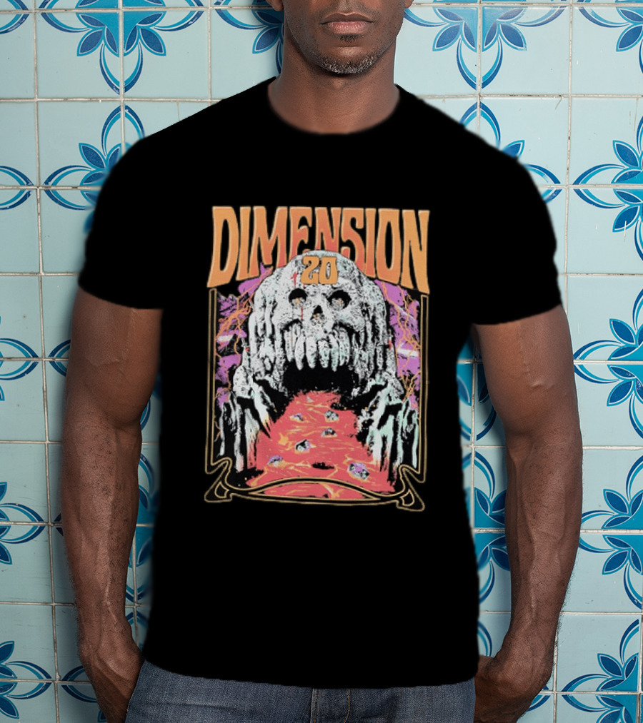 Dimension 20 Skull Lava Dice T-Shirt