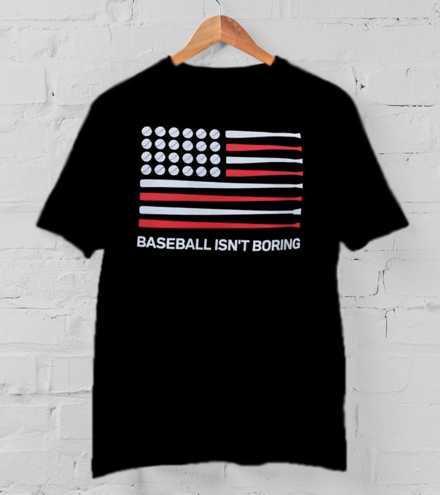 USA Flag Baseball Isn't Boring Bat T-Shirt
