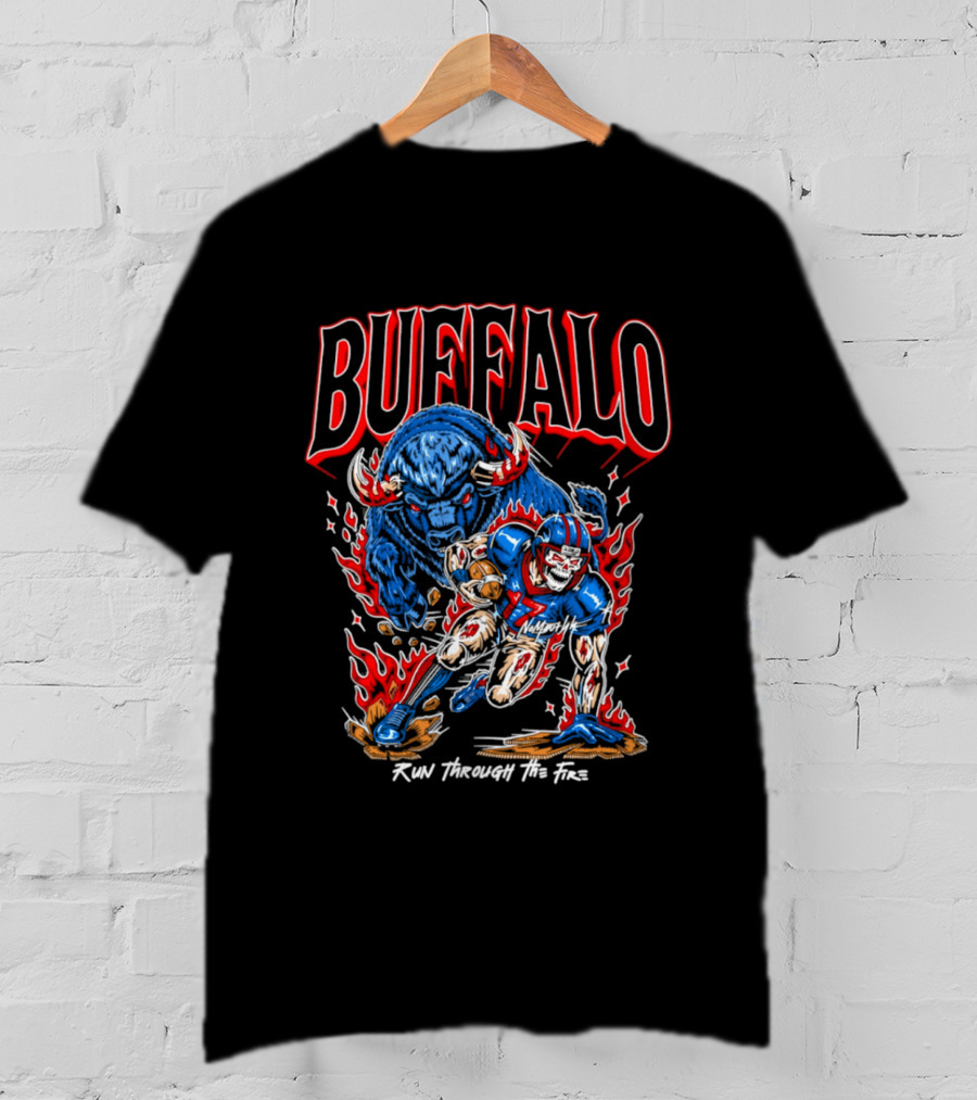 Buffalo Run Through The Fire Football T-Shirt