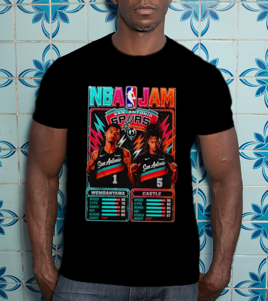NBA Jam Wembanyama Castle San Antonio Spurs T-Shirt