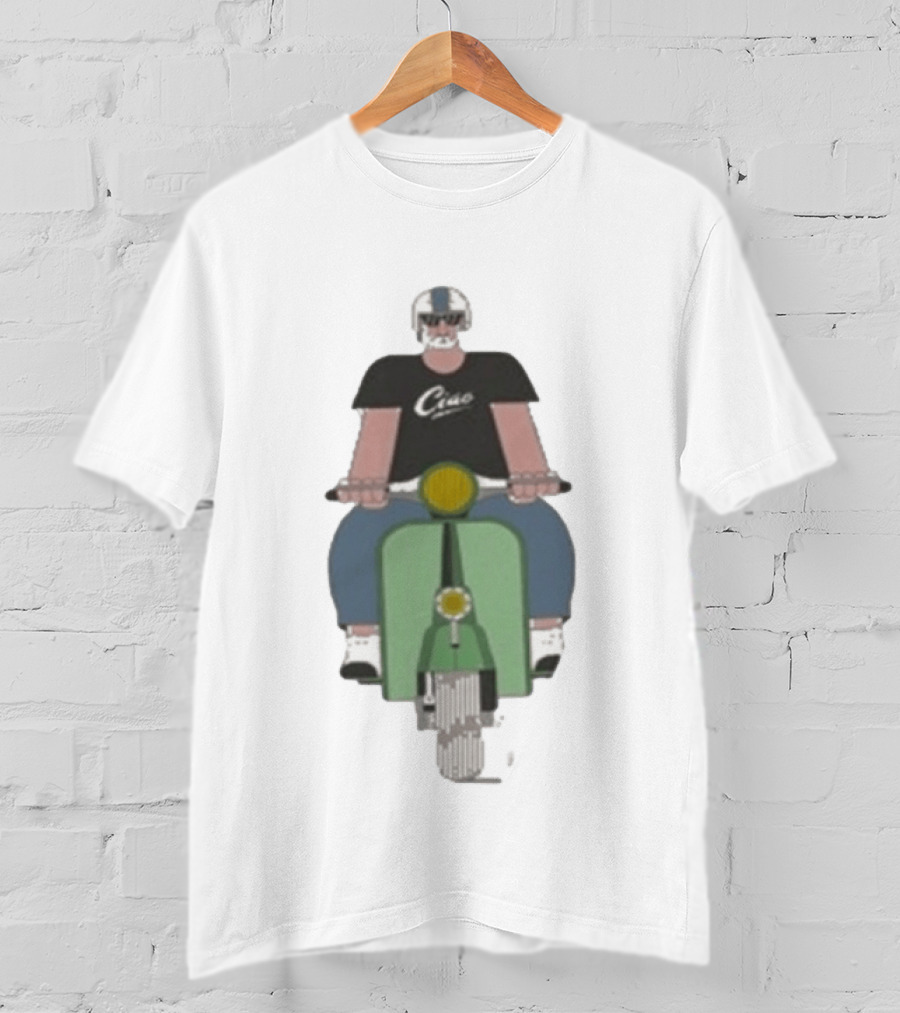 Ciao Vespa Rider With Helmet And Shades T-Shirt