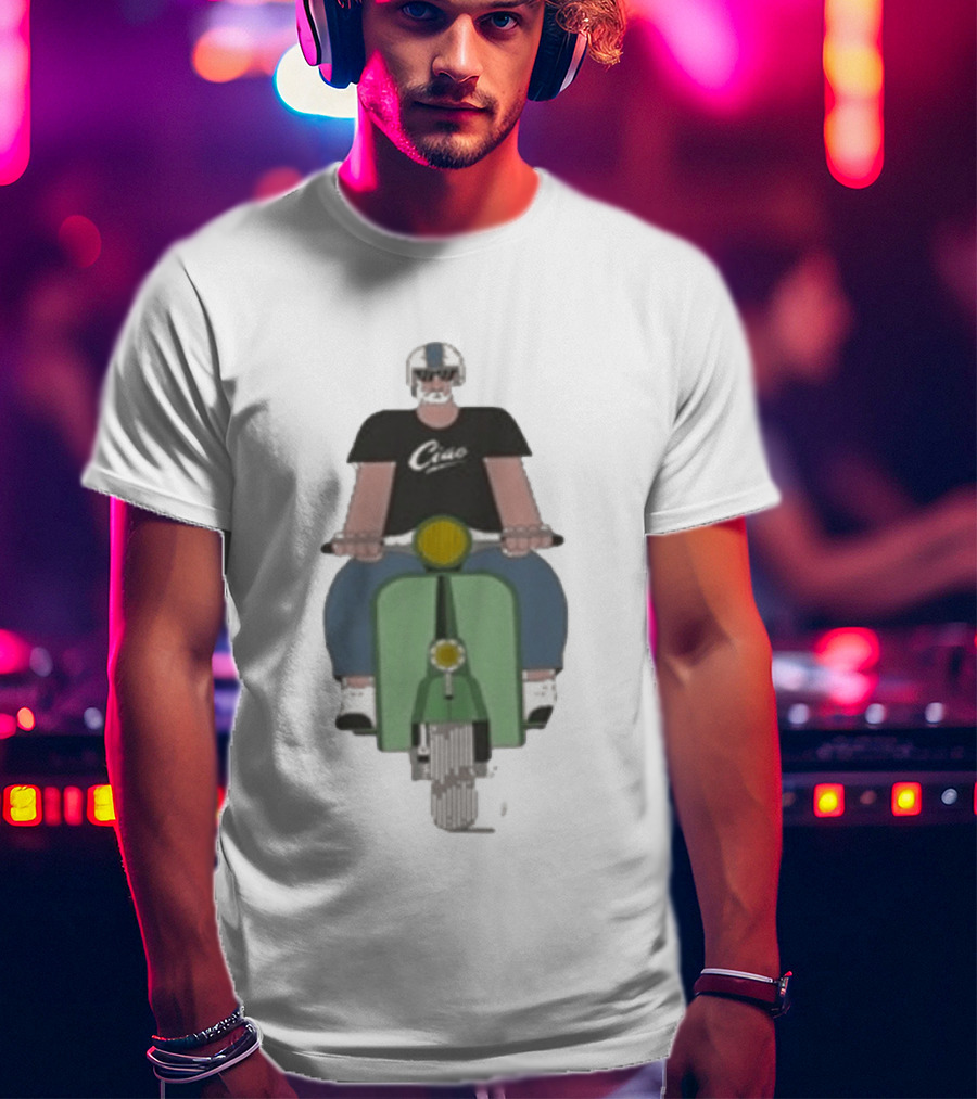 Ciao Vespa Rider With Helmet And Shades T-Shirt