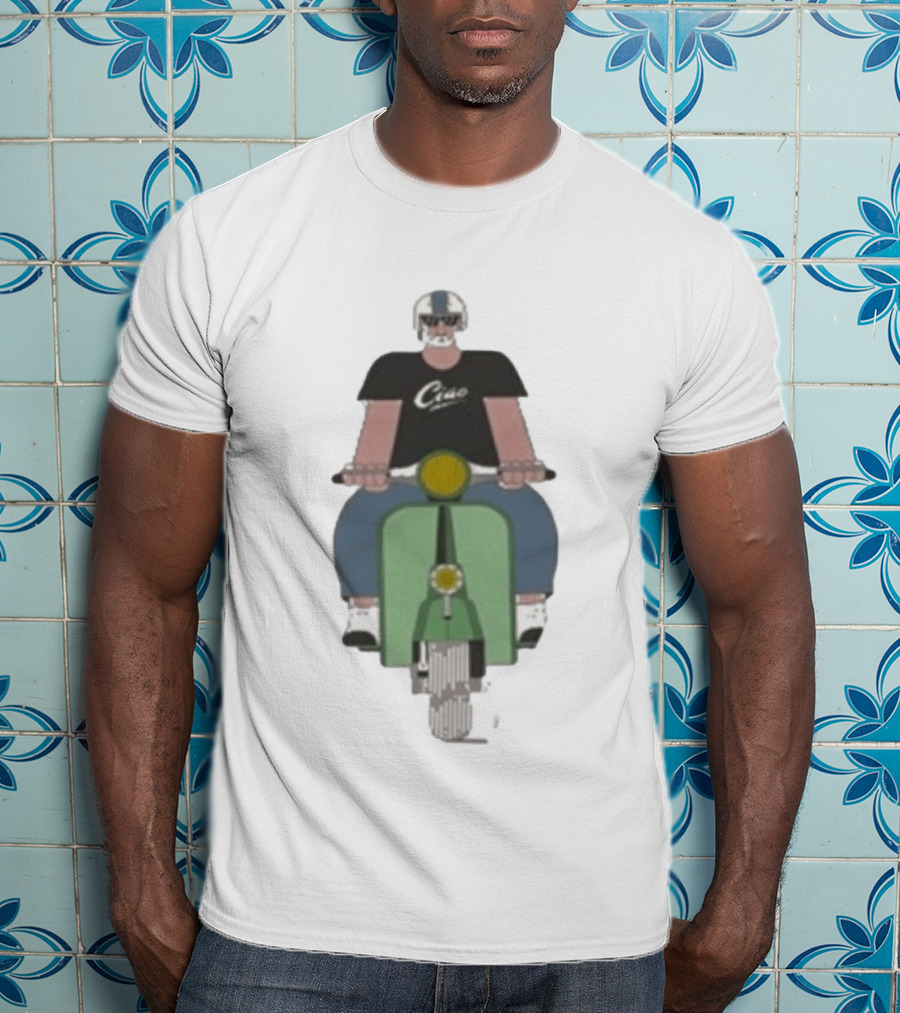 Ciao Vespa Rider With Helmet And Shades T-Shirt
