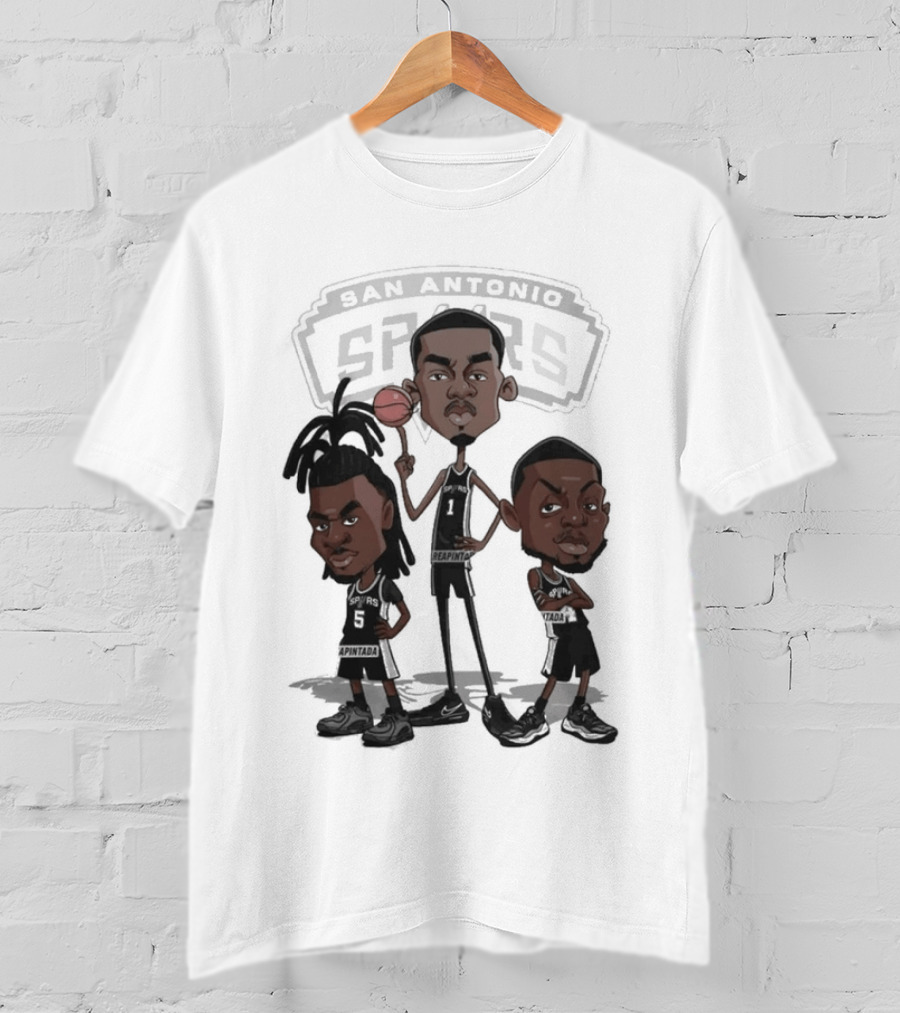 Victor Wembanyama Stephon Castle De'Aaron Fox San Antonio Spurs NBA Caricature T-Shirt