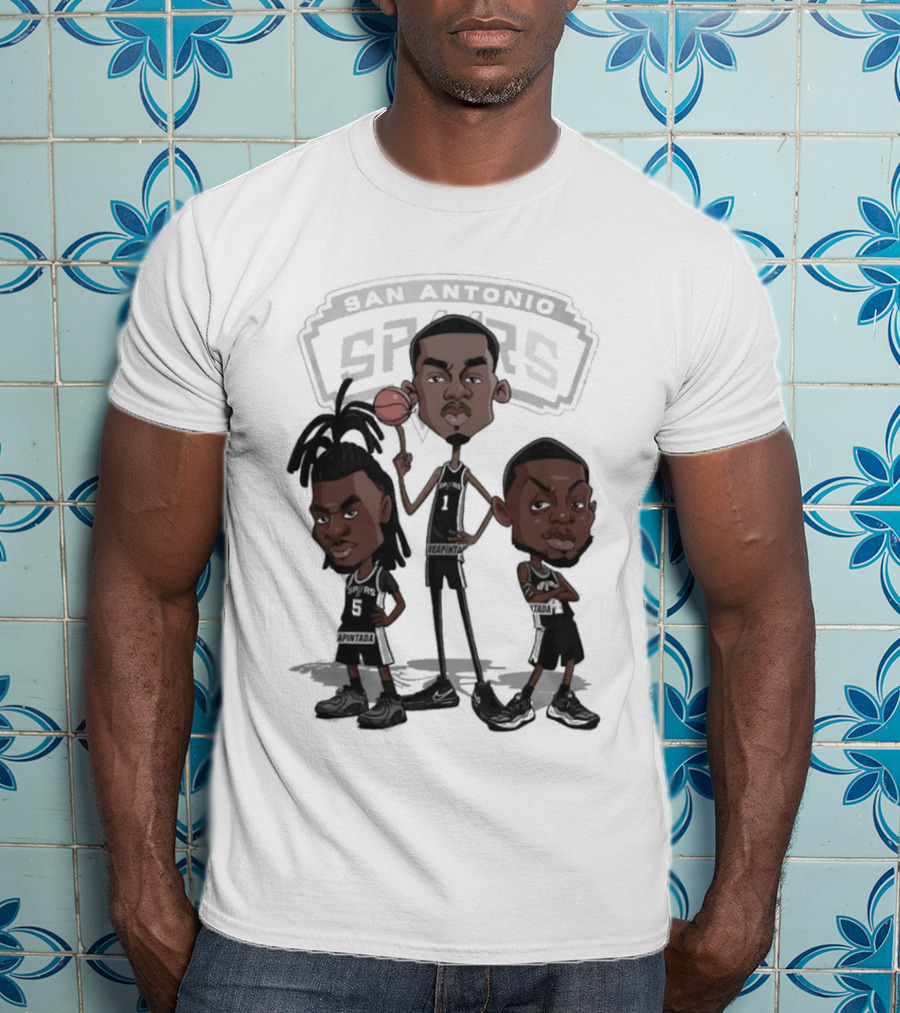 Victor Wembanyama Stephon Castle De'Aaron Fox San Antonio Spurs NBA Caricature T-Shirt
