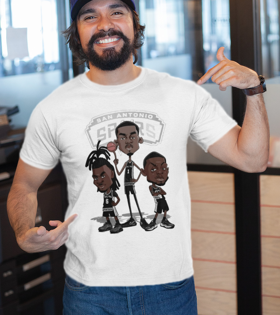 Victor Wembanyama Stephon Castle De'Aaron Fox San Antonio Spurs NBA Caricature T-Shirt