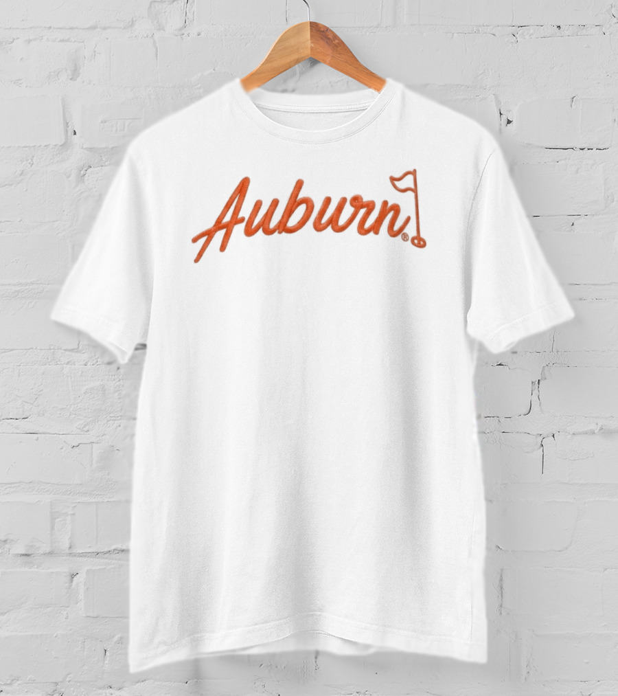 2026 Auburn Golf Flag Hat Iconic Script With Flagpole T-Shirt
