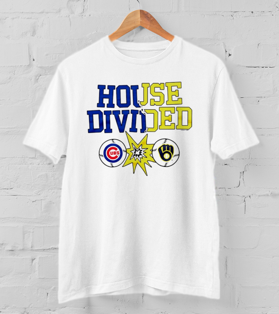 Chicago Cubs Vs Milwaukee Brewers Rivalry House Divided Fan Gear T-Shirt