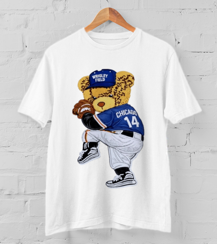 Wrigley Field Chicago Bear 14 Baseball Pitcher T-Shirt