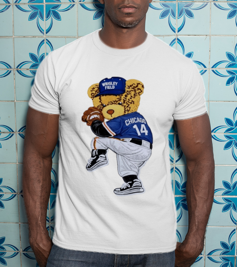 Wrigley Field Chicago Bear 14 Baseball Pitcher T-Shirt