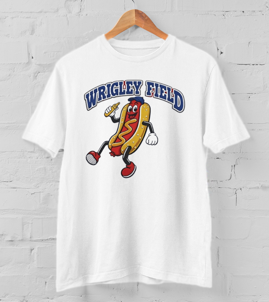 Wrigley Field Hot Dog Mascot Sprint With Mustard T-Shirt