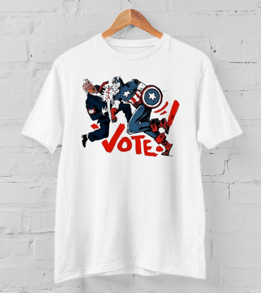 Captain America Punch Donald Trump Vote Comic T-Shirt