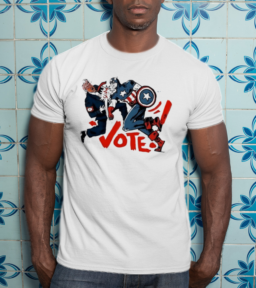 Captain America Punch Donald Trump Vote Comic T-Shirt