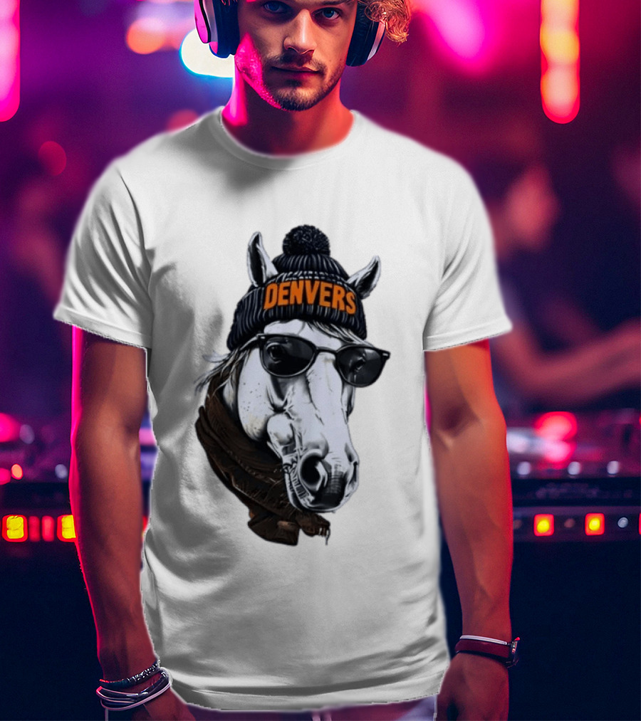 Denvers Horse With Hat Sunglasses And Scarf T-Shirt