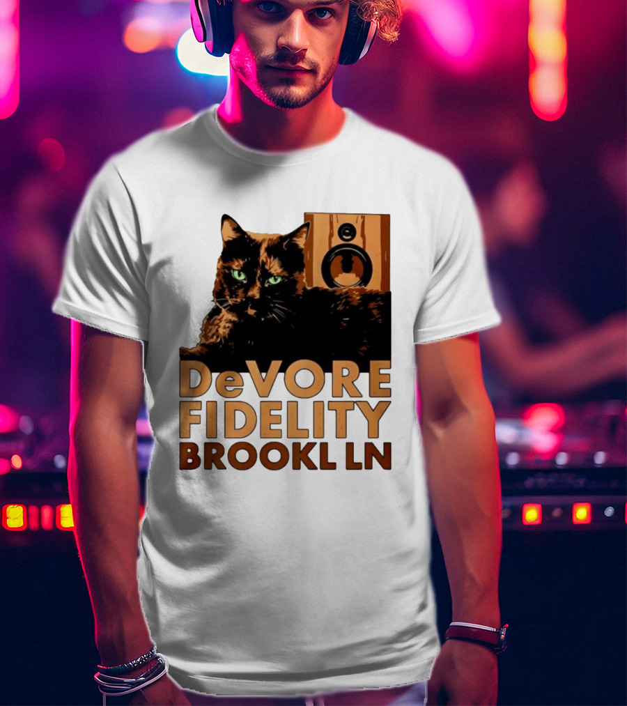 DeVore Fidelity Brooklyn Cat Speaker T-Shirt
