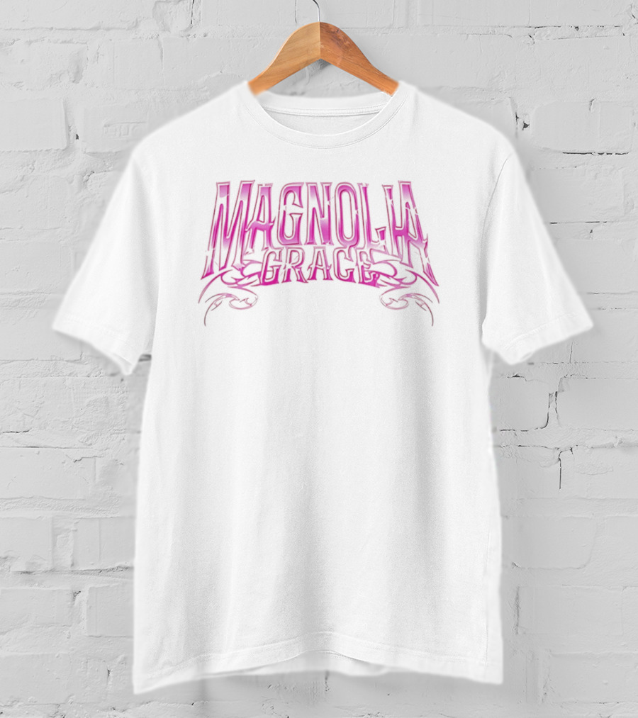 Magnolia Grace Bold Pink Lettering Tattoo T-Shirt