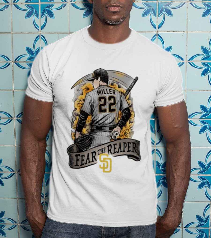 Mason Miller 22 Fear The Reaper San Diego Padres MLB T-Shirt