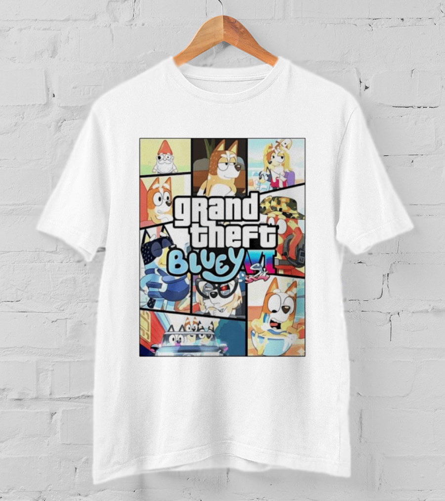 Grand Theft Bluey Funny Cartoon T-Shirt