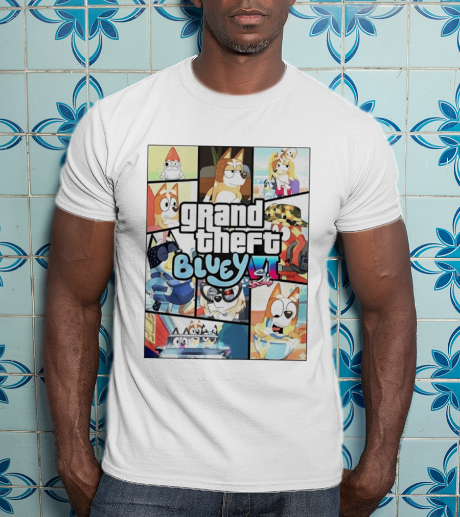 Grand Theft Bluey Funny Cartoon T-Shirt