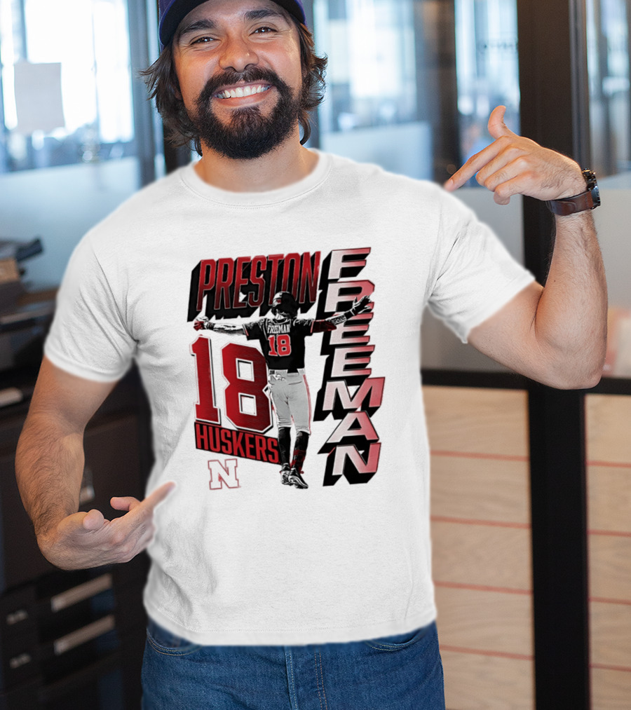 Preston Freeman 18 Huskers Nebraska Football Player T-Shirt