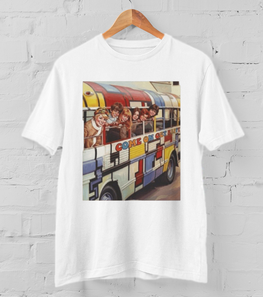 Psychedelic School Bus Come On Get Happy Retro Vibes T-Shirt