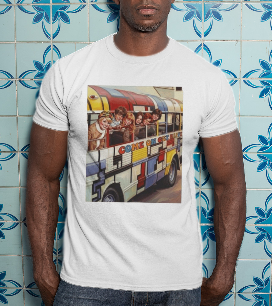 Psychedelic School Bus Come On Get Happy Retro Vibes T-Shirt