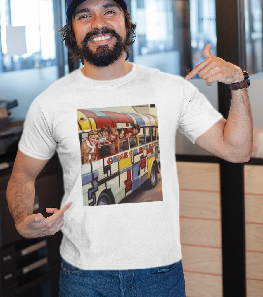 Psychedelic School Bus Come On Get Happy Retro Vibes T-Shirt