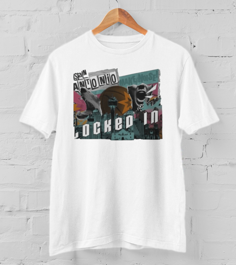 San Antonio Locked In Make Noise Basketball Skyline T-Shirt