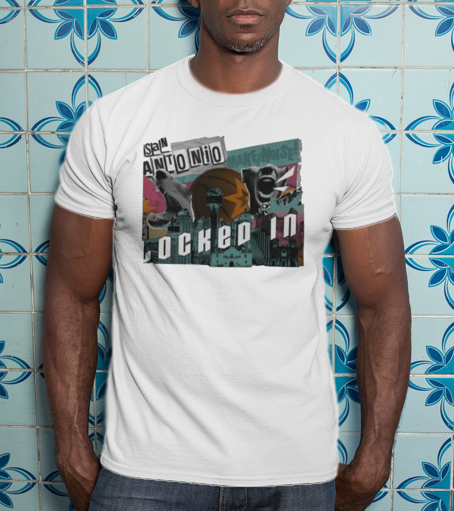 San Antonio Locked In Make Noise Basketball Skyline T-Shirt