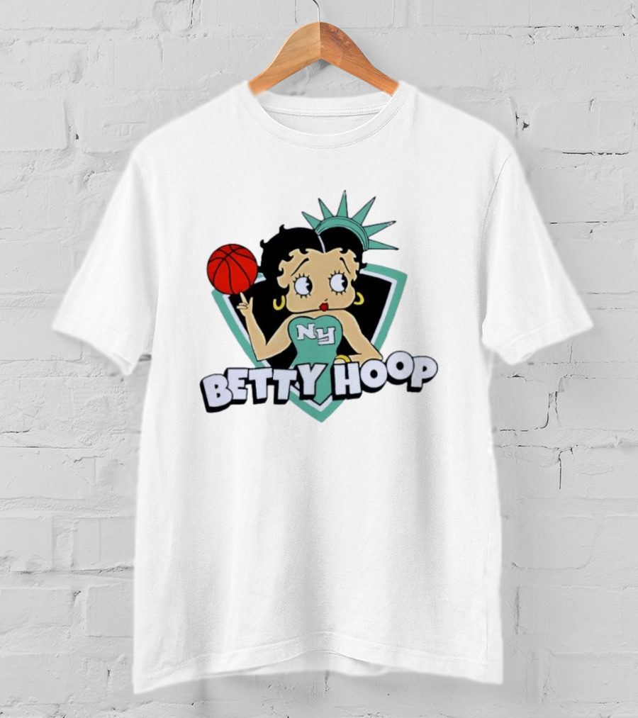 New York Liberty Betty Hoop Basketball Character NY Statue Of Liberty Crown T-Shirt
