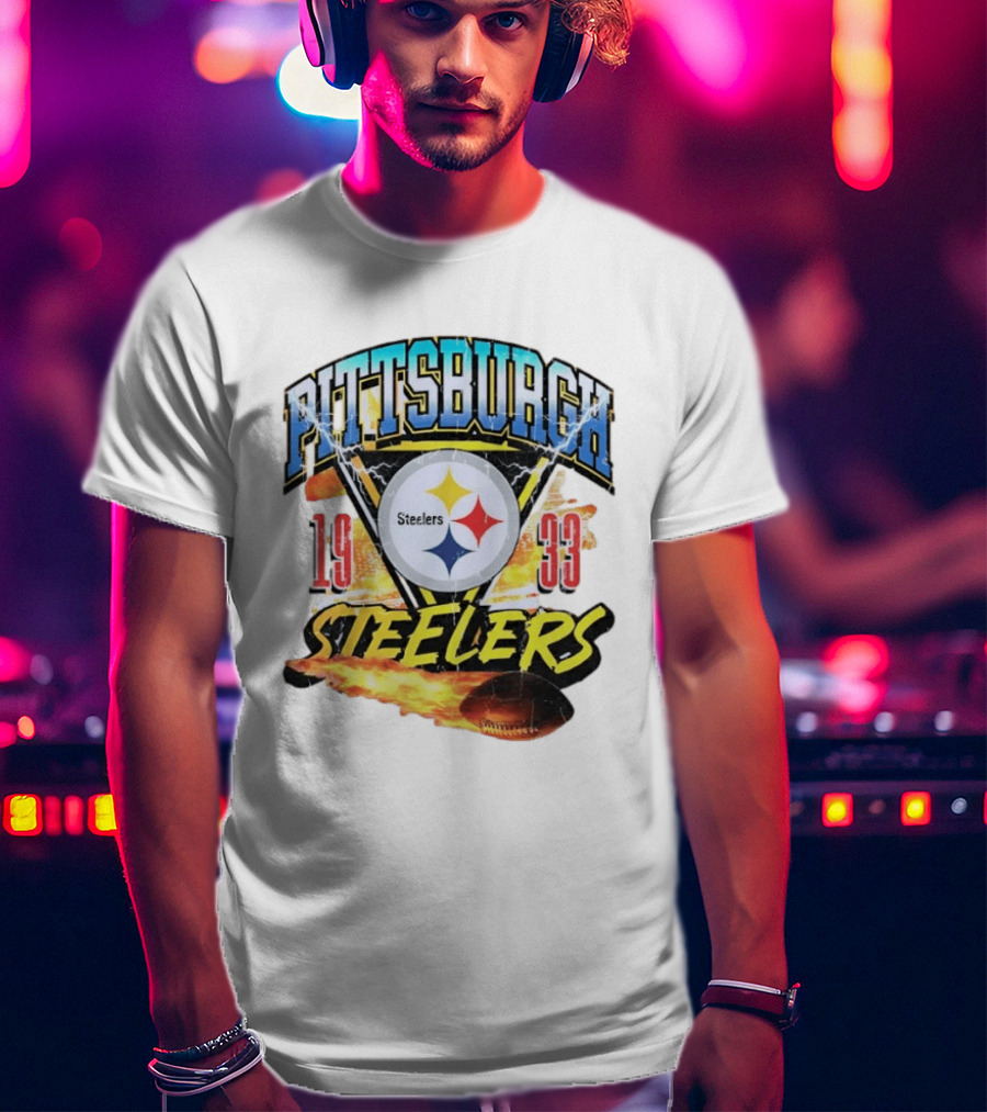 Pittsburgh Steelers 1933 Football Flame T-Shirt