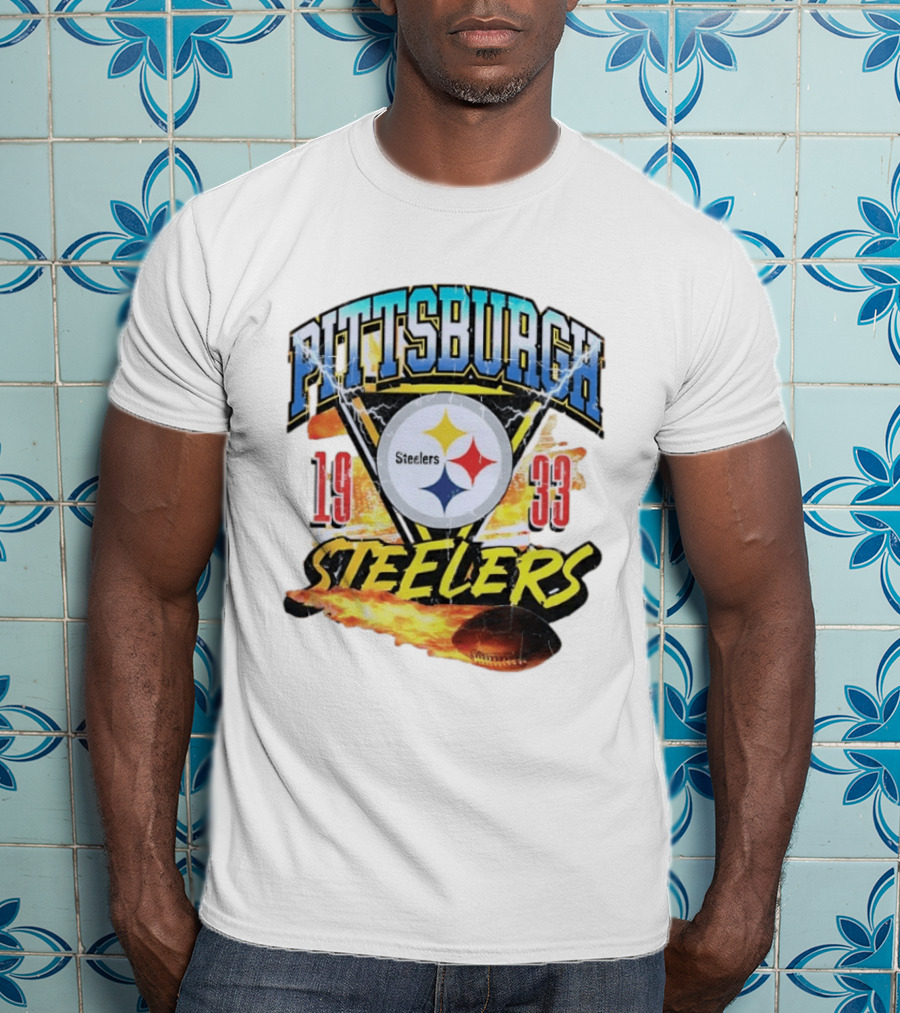 Pittsburgh Steelers 1933 Football Flame T-Shirt
