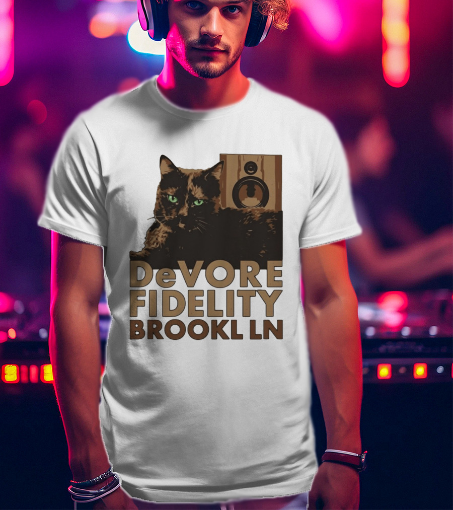 DeVore Fidelity Brooklyn LN Cat Speaker T-Shirt